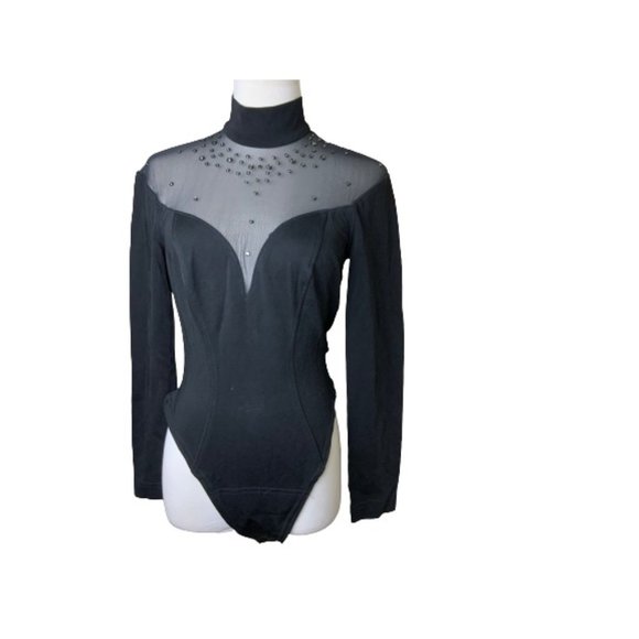 Tadashi Black Rhinestone Body Top. Sz M - Picture 3 of 4